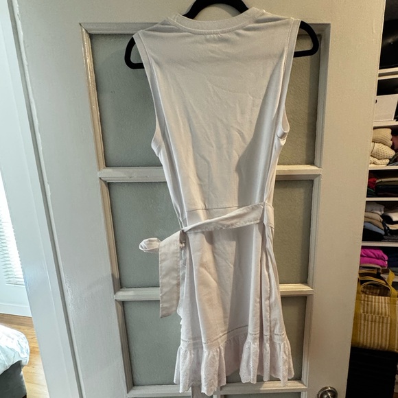 NEW Cinq a Sept Sleeveless Eyelet Stretch Cotton Wrap Dress in White - Picture 9 of 9